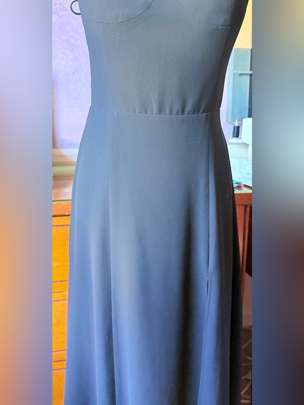 Quintessential Little Black Midi Dress Slim fit and adjustable spaghetti straps - Picture 7 of 14